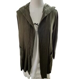 Cozy Army Green Hooded Cardigan XXS Knit Cottagecore Academia Layering Casual‎